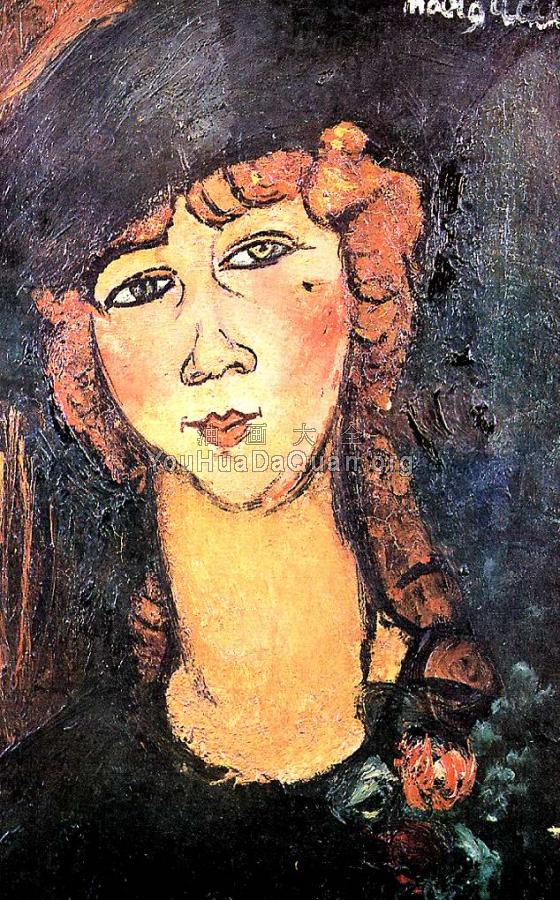 Lolotte (Head of a Woman in a Hat) - 阿米地奥·莫迪里阿尼